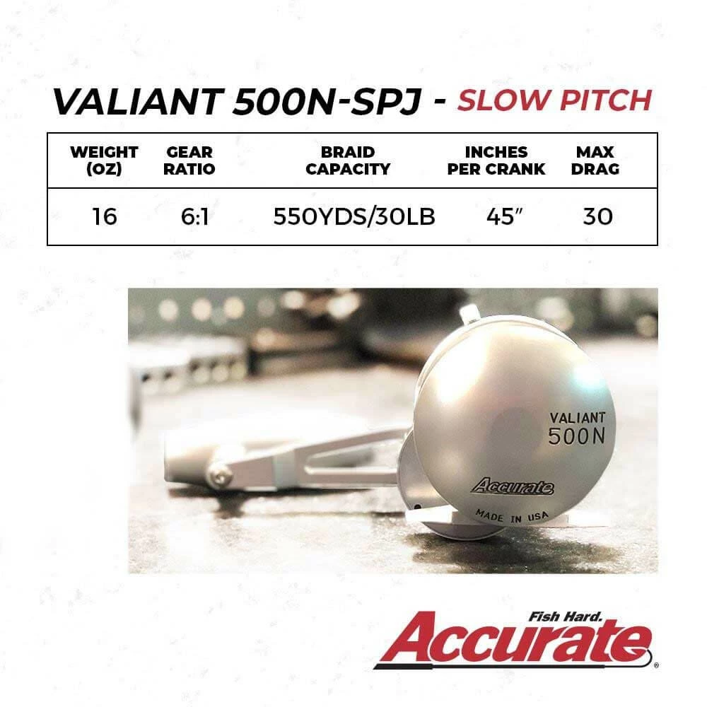 Accurate Fishing Products Accurate Valiant SPJ Silver Single Speed Slow Pitch Jigging Reel