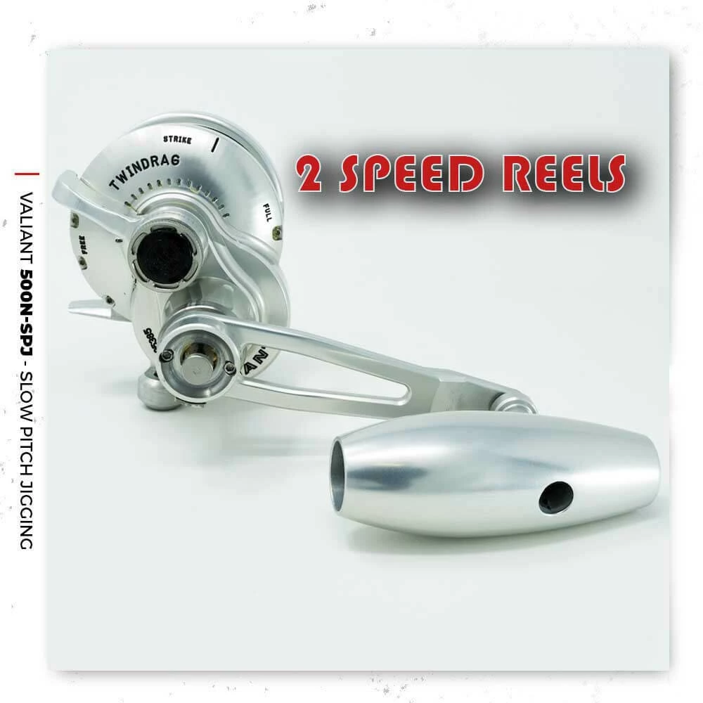 Accurate Fishing Products Reels Accurate Valiant BV2-SPJ Silver 2 Speed Slow Pitch Jigging Reel