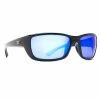 Capt. Harry's Fishing Supply Calcutta Bimini Shiny Black Frame Blue Mirror Lens Sunglasses Clothing & Gifts