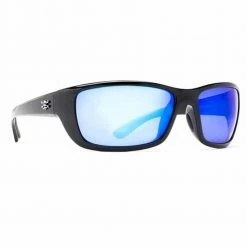 Capt. Harry's Fishing Supply Calcutta Bimini Shiny Black Frame Blue Mirror Lens Sunglasses Clothing & Gifts