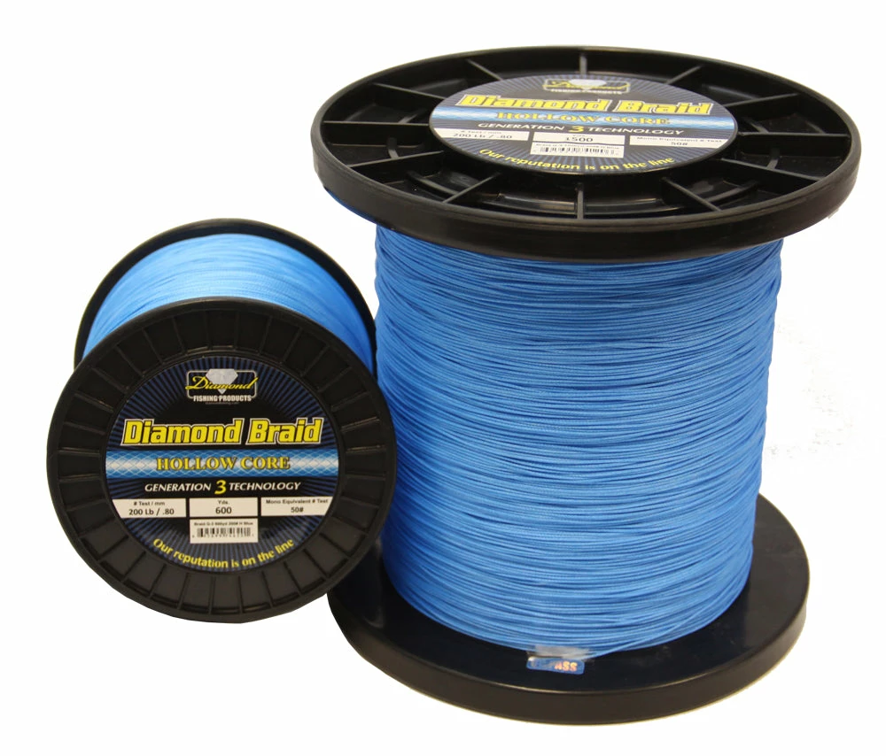 Diamond Fishing Products 600yds Blue Hollow Core Diamond Braid Line Fishing Line