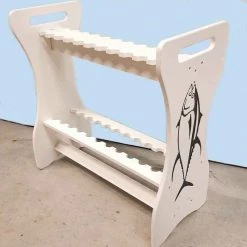Capt. Harry's Fishing Supply White Free Standing Rod Rack 24 Rods