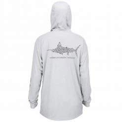 Aftco Apparel Aftco Light Gray Jigfish L/S Hooded Performance Shirt