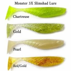 Monster3X Monster 3X Slimshad 3 3/4In 5Pk Swim Bait Lure Lures