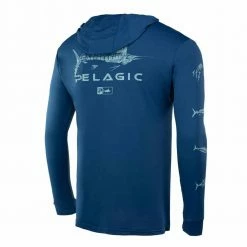 Pelagic Smokey Blue Aquatek Hoodie Gyotaku L/S Performance Shirt