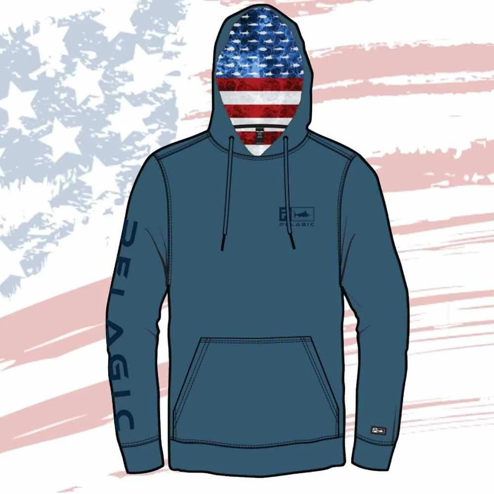 Clothing & Gifts Pelagic Smokey Blue Icon Solid Hoodie USA