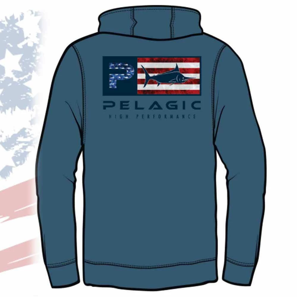 Clothing & Gifts Pelagic Smokey Blue Icon Solid Hoodie USA