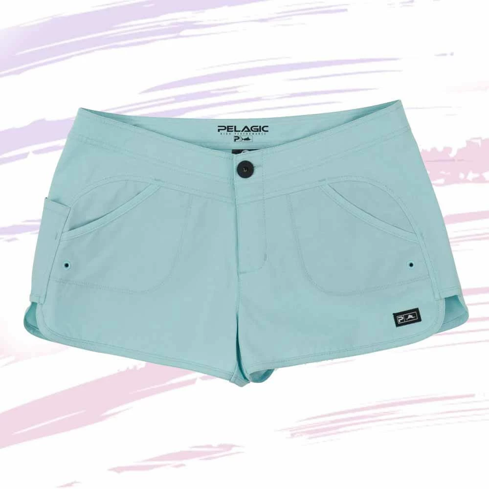 Pelagic Women's Turquoise Deep Sea Gyotaku Short Clothing & Gifts