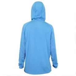 Aftco Apparel Clothing & Gifts Aftco Space Blue Heather Barracuda Geocool L/S Hooded Performance Shirt With Mask In Space Blue Heather