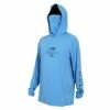 Aftco Apparel Clothing & Gifts Aftco Space Blue Heather Barracuda Geocool L/S Hooded Performance Shirt With Mask In Space Blue Heather