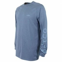 Aftco Apparel Aftco Samurai L/S Sun Protection Performance Shirt In Space Blue Heathe