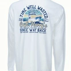 Capt. Harry's Products Capt. Harry's Flywheel Boat Long Sleeve T-Shirt In White Clothing & Gifts