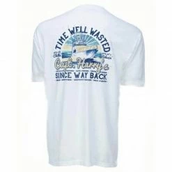 Capt. Harry's Products Clothing & Gifts Flywheel Boat Short Sleeve T-Shirt In White