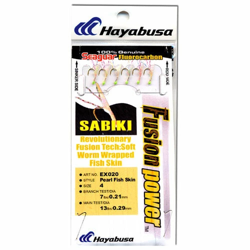 Terminal Tackle Hayabusa Sabiki EX020 Pearl Fish Skin Green Head Fluoro Sabiki Rig