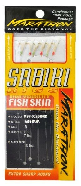 Terminal Tackle Tsunami Sabiki Mono Rigs NATURAL HAGE KAWA GREEN RED GLOW