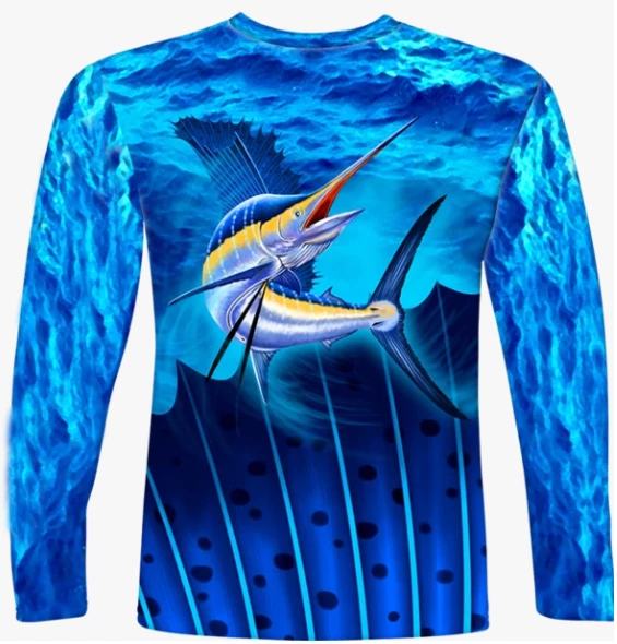 Capt. Harry's Products Adult L/S Sailfish All Over Performance Shirt UPF50